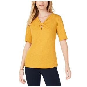 maison‎ Jules Twisted Basic Short Sleeve T-Shirt Yellow Women's Size Small NWOT